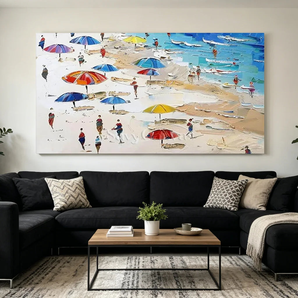 Vibrant Summer Beach Painting | Cheerful Coastal Art #AA 278