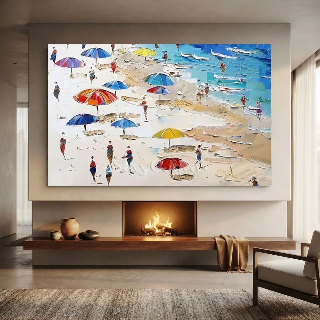 Vibrant Summer Beach Painting | Cheerful Coastal Art #AA 278