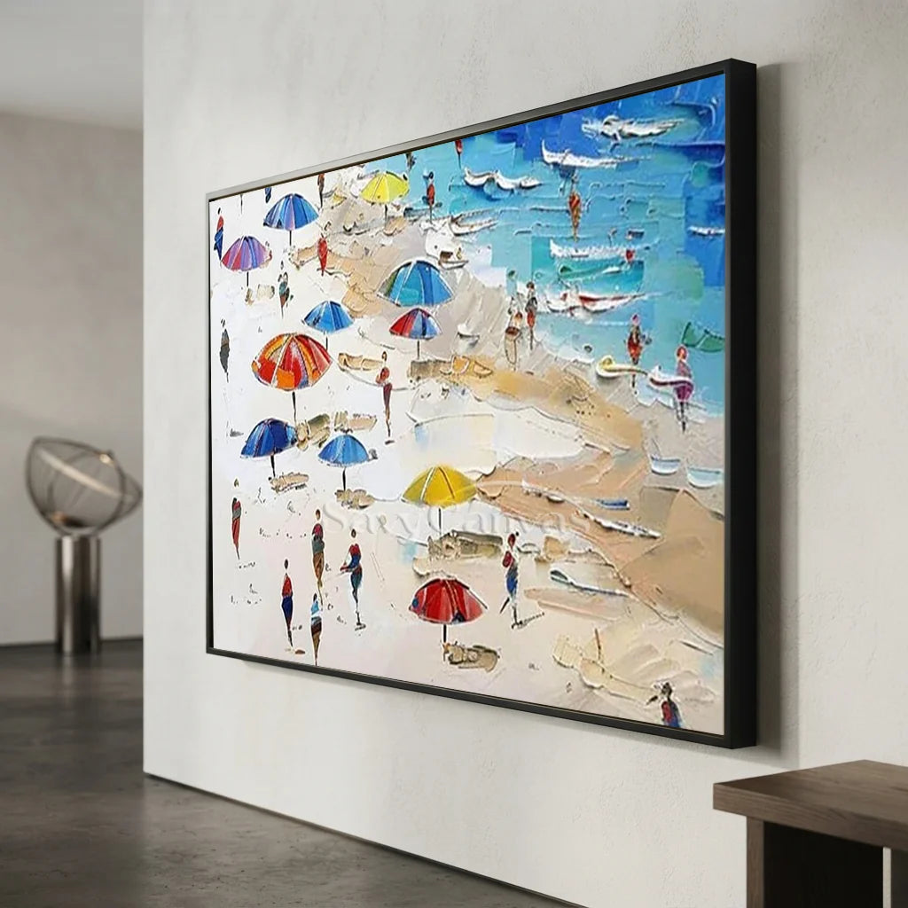 Vibrant Summer Beach Painting | Cheerful Coastal Art #AA 278