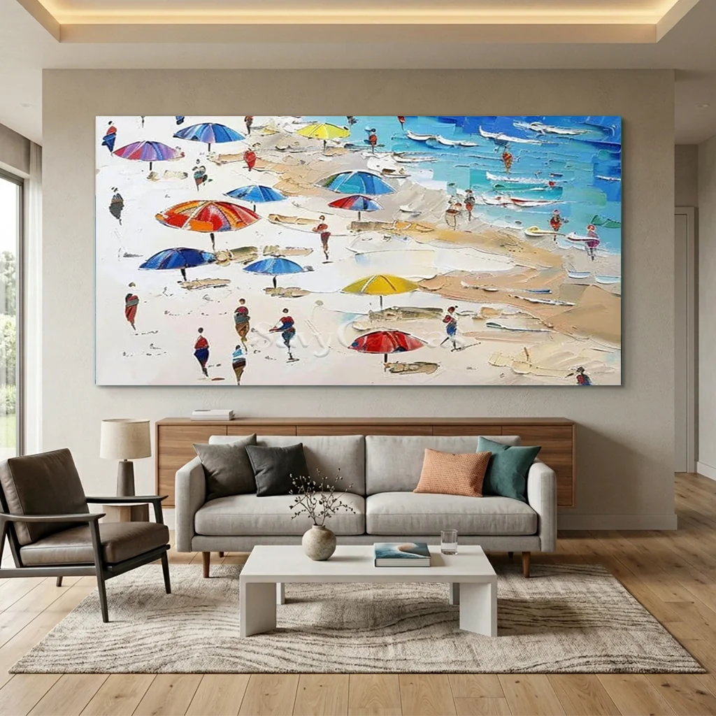 Vibrant Summer Beach Painting | Cheerful Coastal Art #AA 278