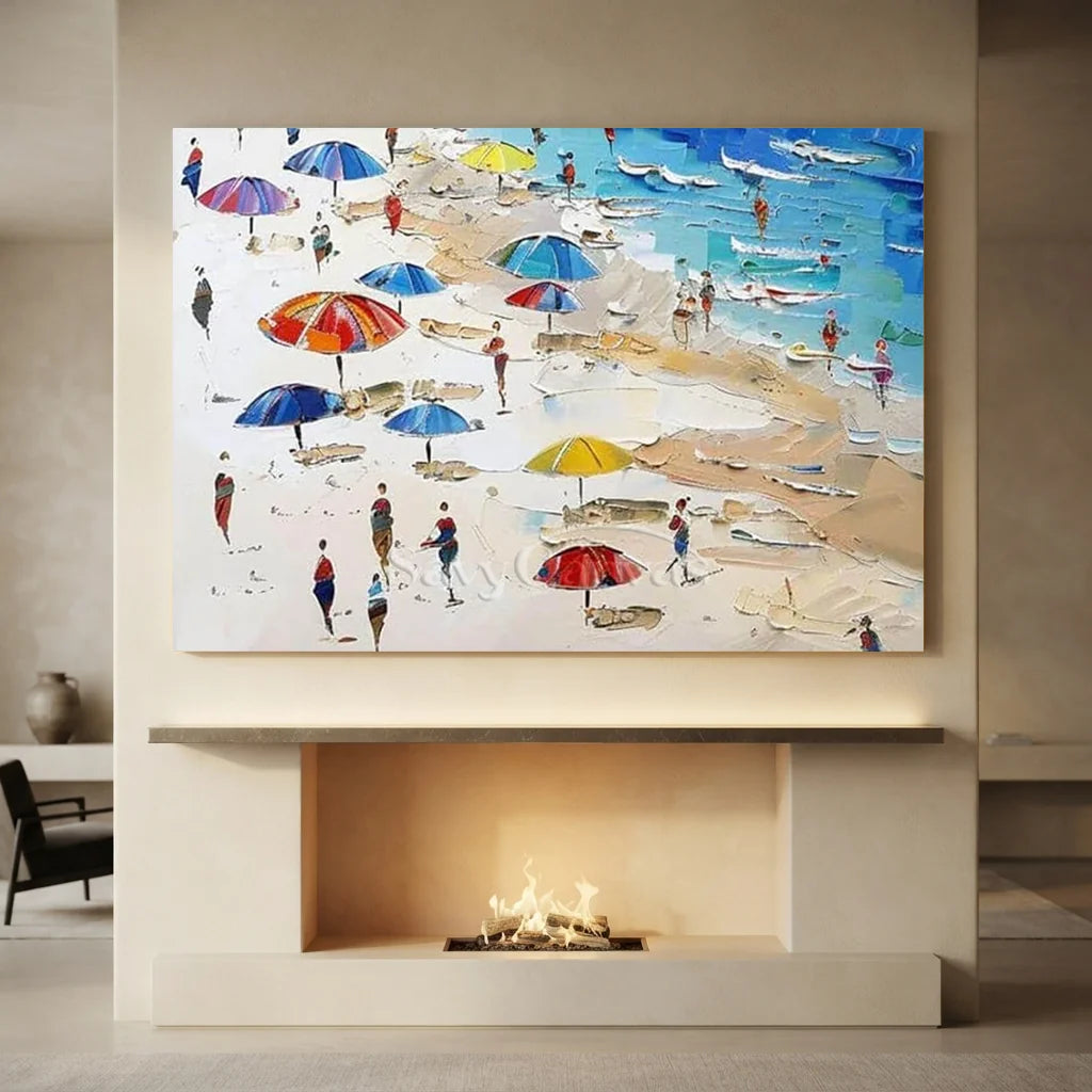 Vibrant Summer Beach Painting | Cheerful Coastal Art #AA 278