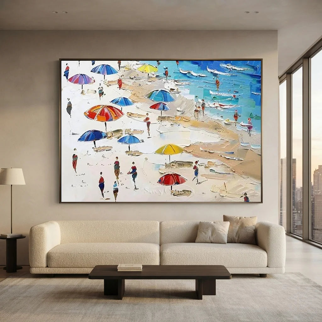 Vibrant Summer Beach Painting | Cheerful Coastal Art #AA 278