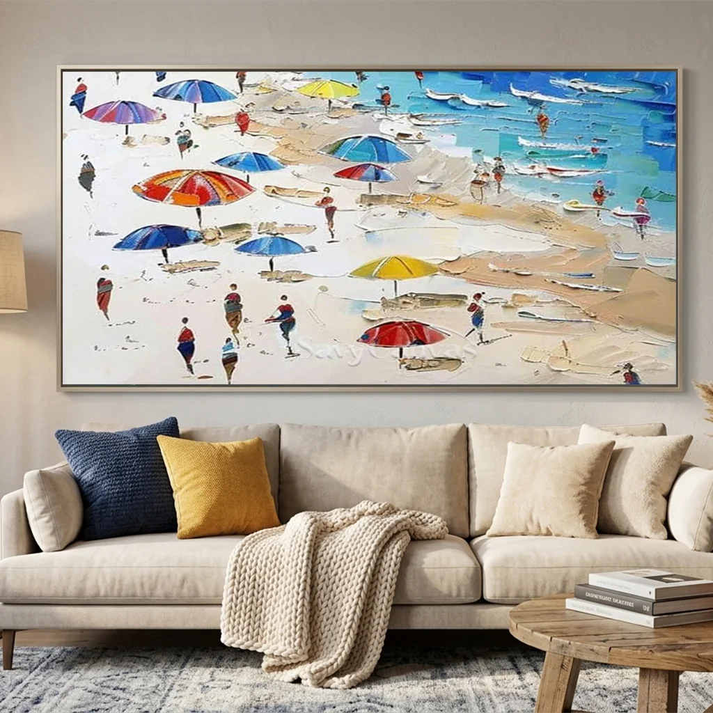 Vibrant Summer Beach Painting | Cheerful Coastal Art #AA 278