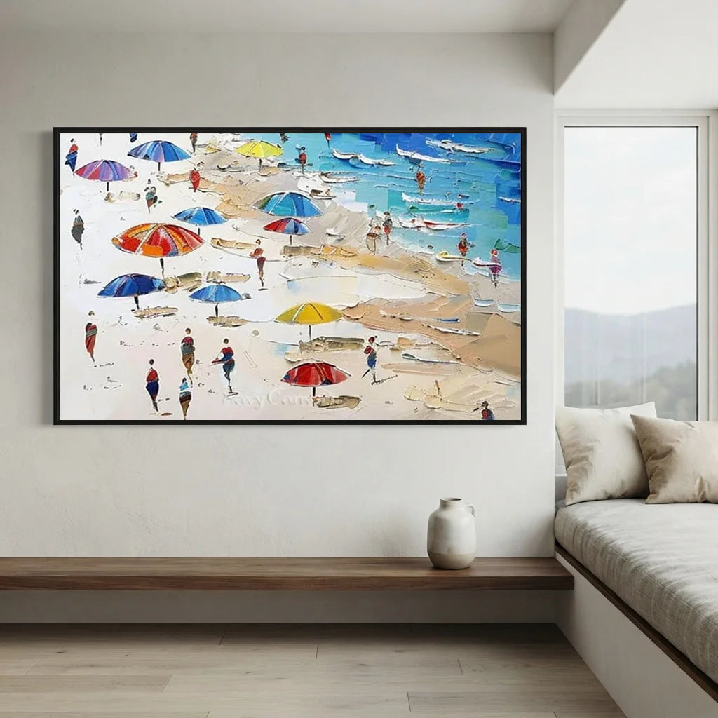 Vibrant Summer Beach Painting | Cheerful Coastal Art #AA 278
