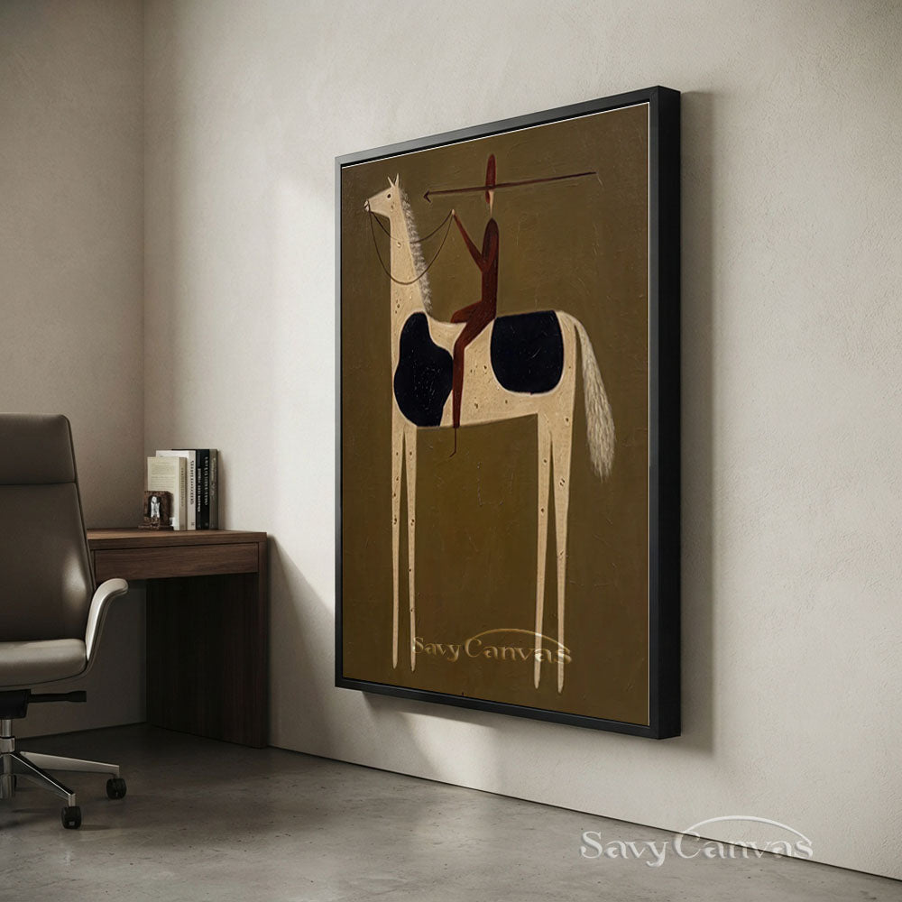 Handpainted Native Rider Pinto Horse Olive Oil Painting #SS 230