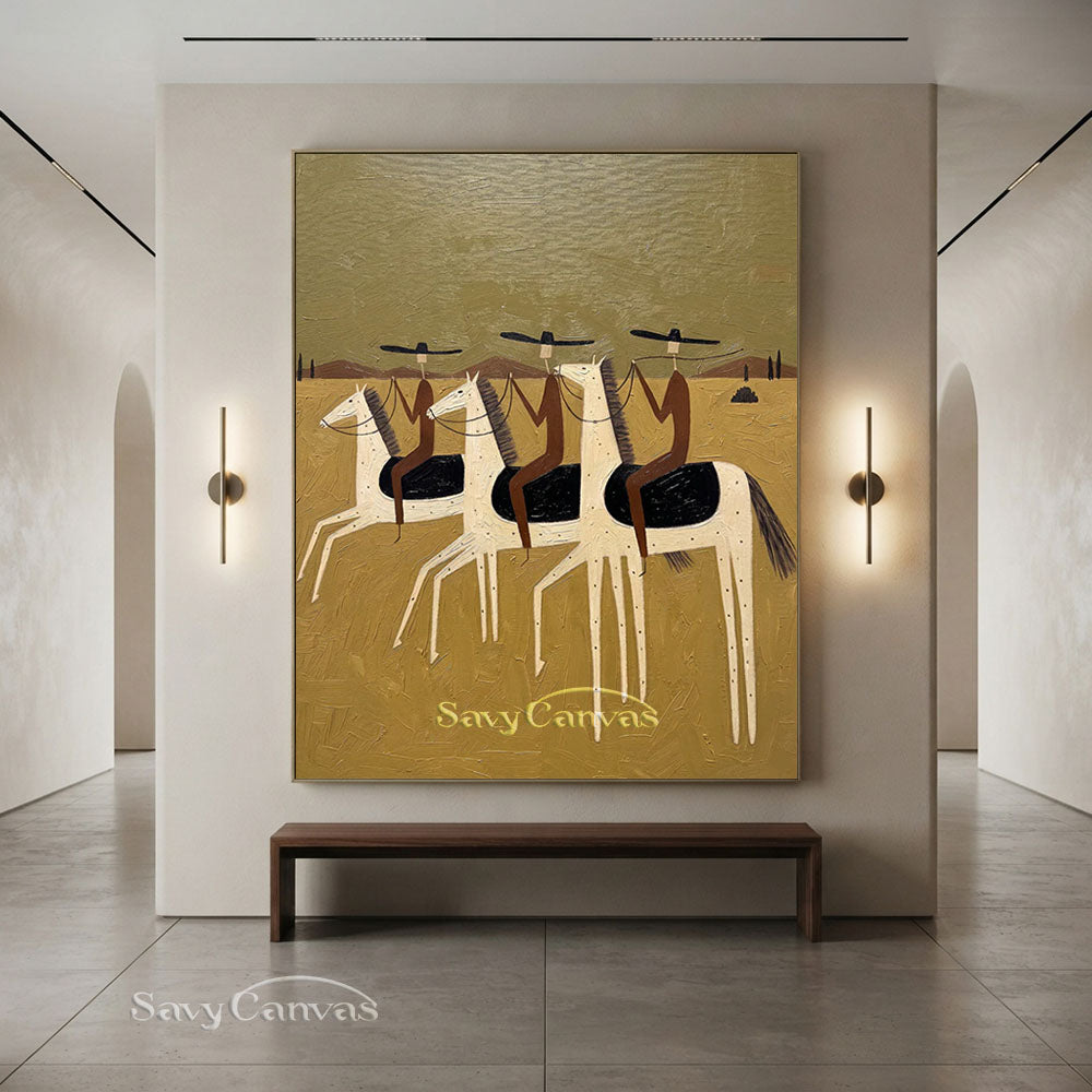 Western Three Riders Horse Oil Painting #SS 231