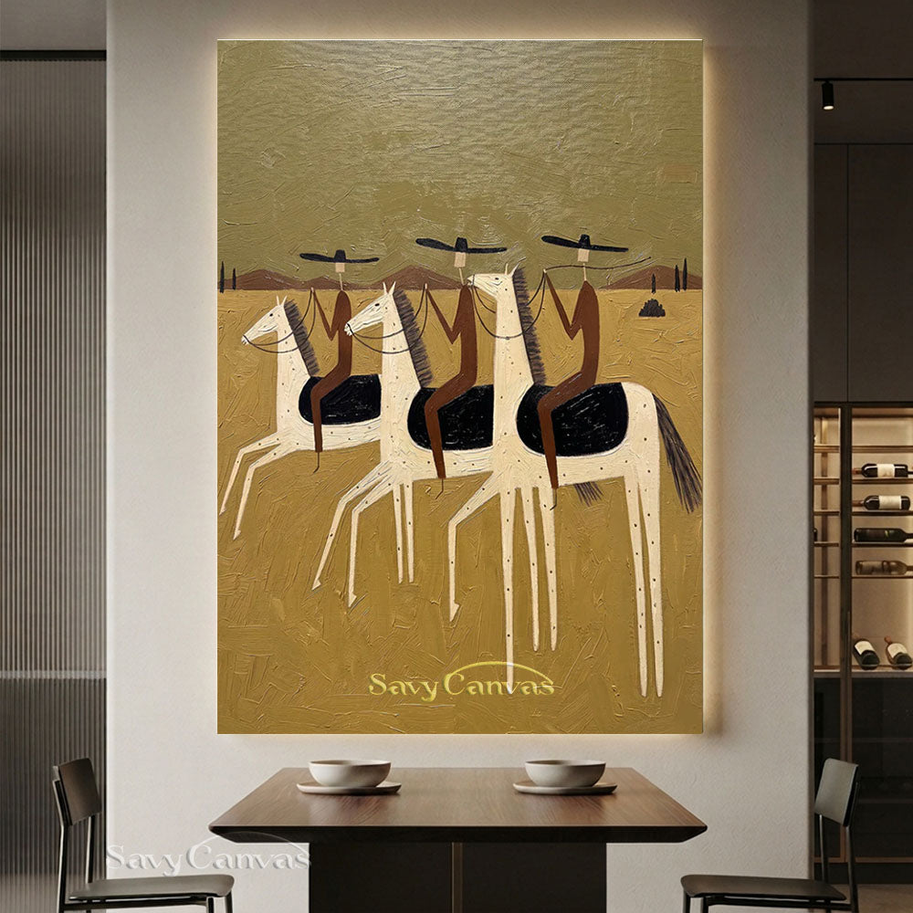Western Three Riders Horse Oil Painting #SS 231