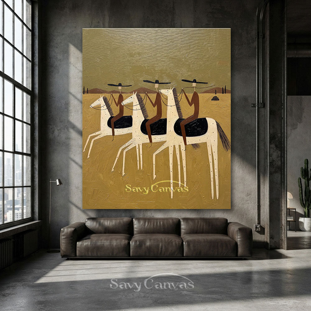 Western Three Riders Horse Oil Painting #SS 231