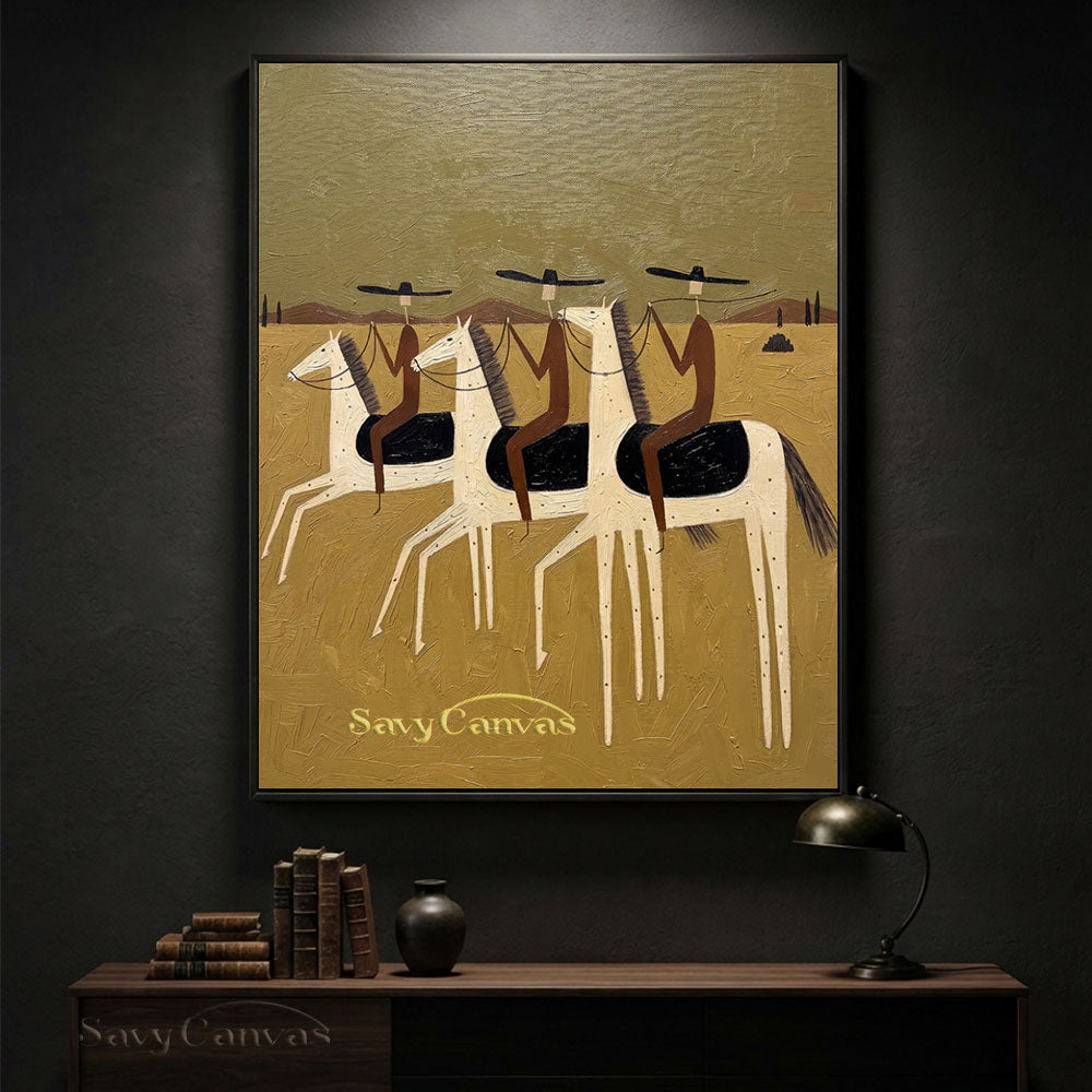 Western Three Riders Horse Oil Painting #SS 231