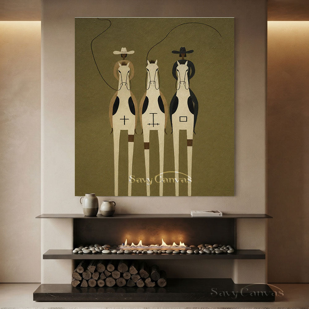 Modernist Western Cowboys Symbol Horse Oil Painting #SS 232