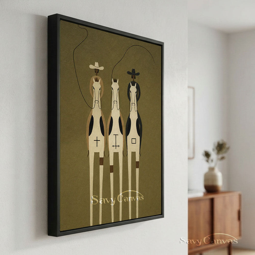 Modernist Western Cowboys Symbol Horse Oil Painting #SS 232