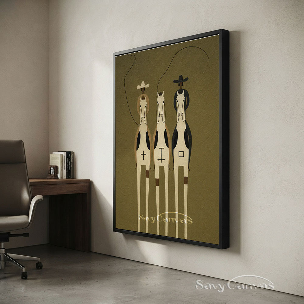 Modernist Western Cowboys Symbol Horse Oil Painting #SS 232