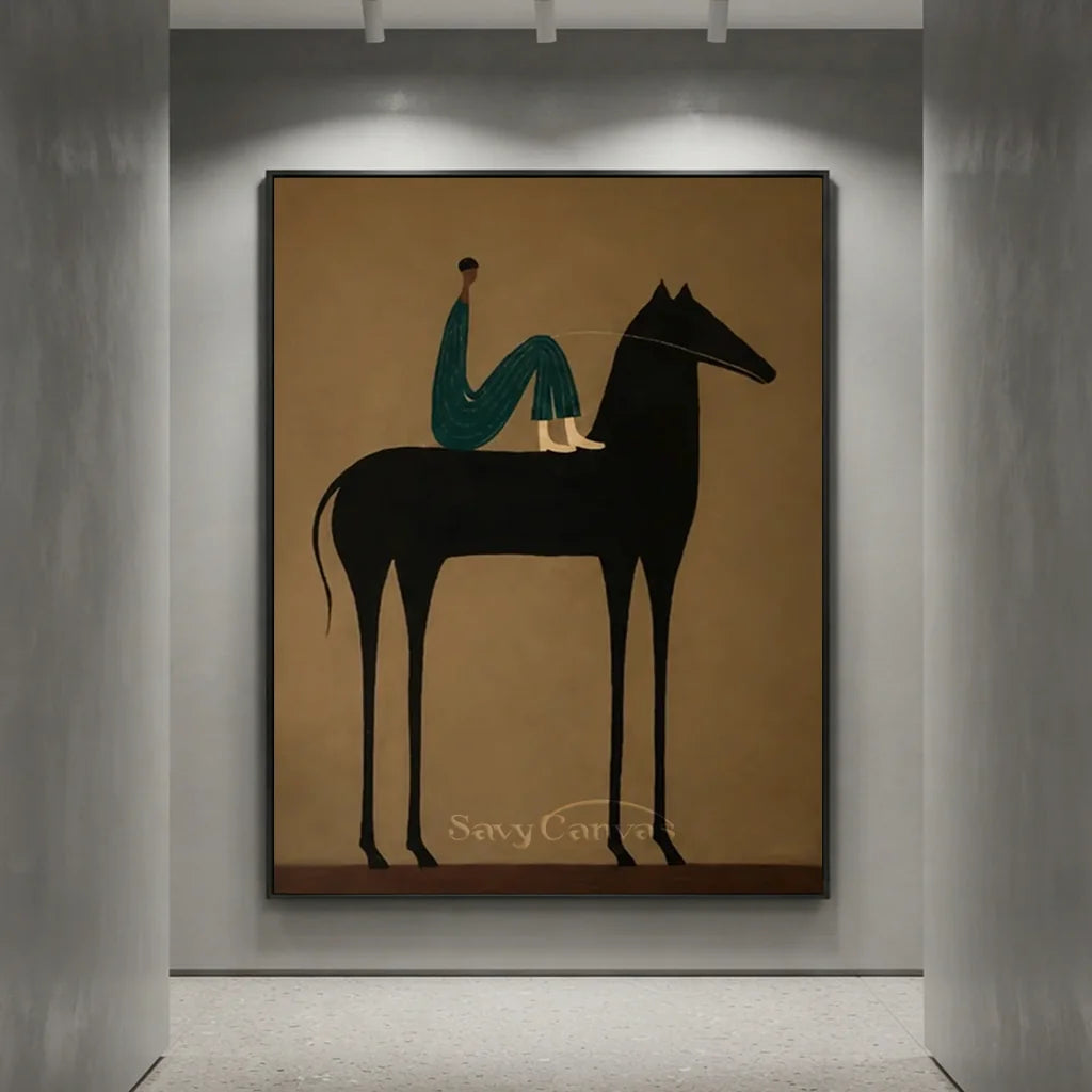 Expressionist Rider Animal Handmade Oil Painting #SS 343