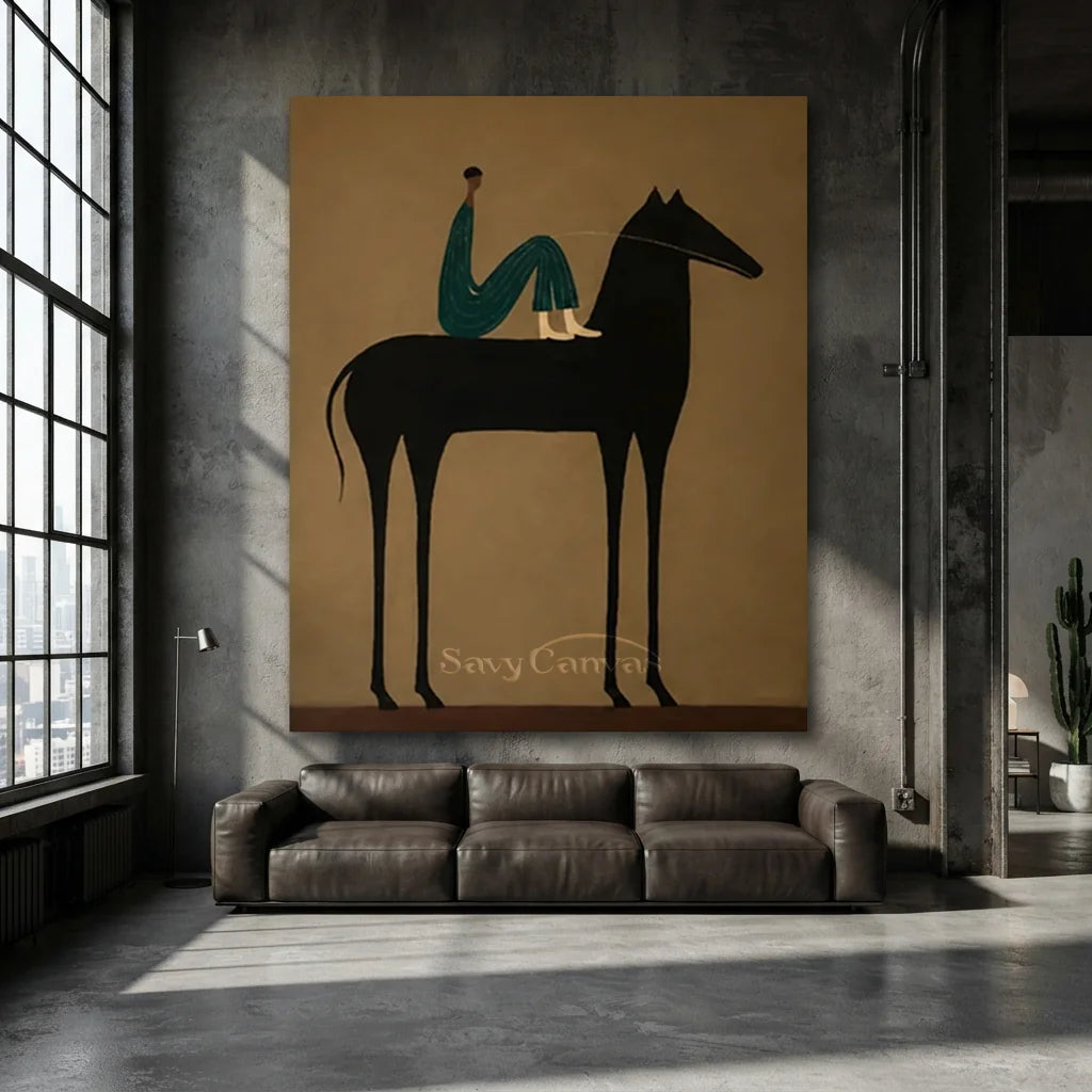 Expressionist Rider Animal Handmade Oil Painting #SS 343