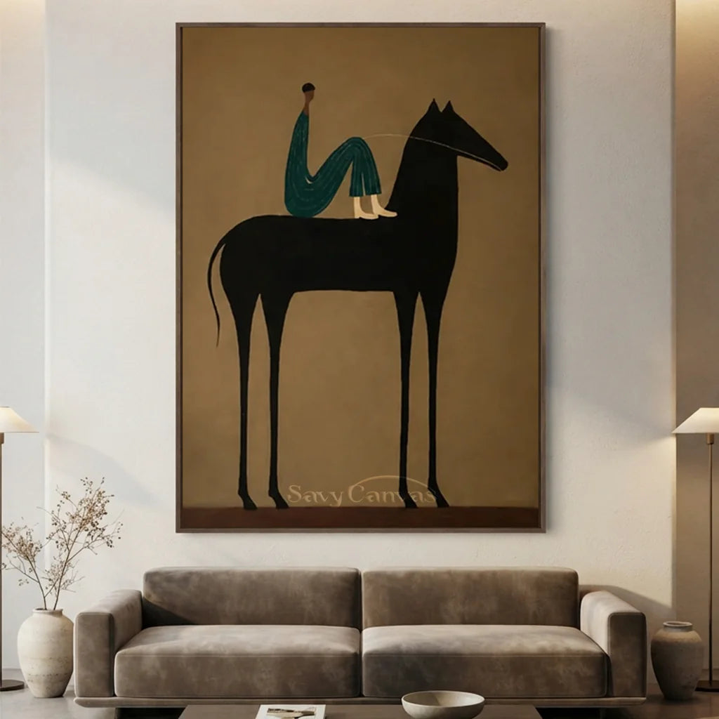 Expressionist Rider Animal Handmade Oil Painting #SS 343