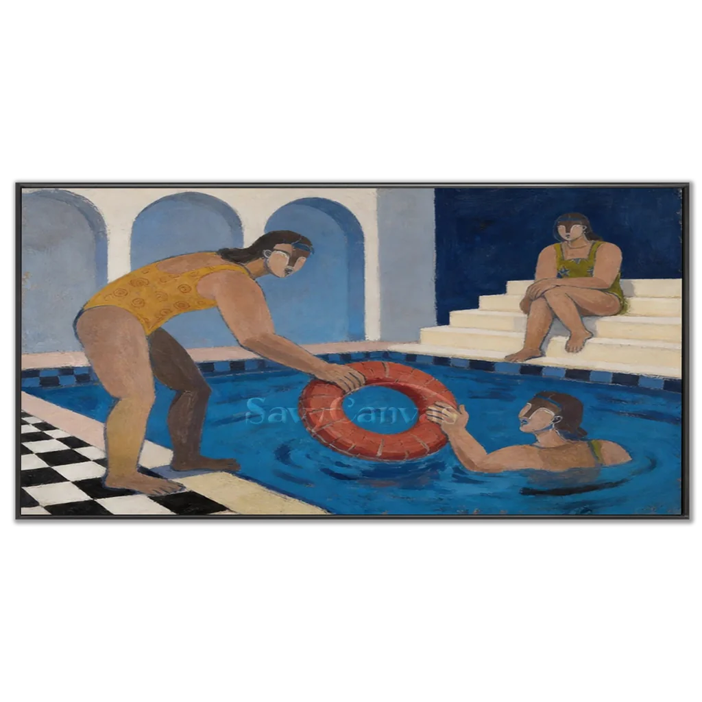 Vintage_Americana_Art_Conversation_By_The_Pool-black-frame-03.webp