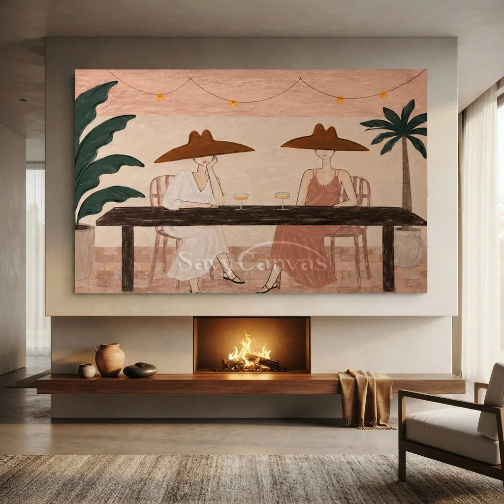 Vintage_Americana_Art_Conversation_Under_Palms-for-fireplace-decor-07.webp