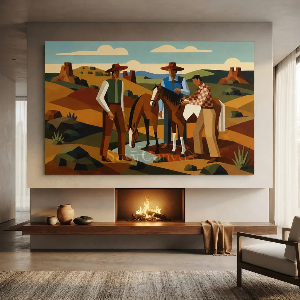 Vintage_Americana_Art_Desert_Creek_Cowboy_Gathering-for-fireplace-decor-06.webp