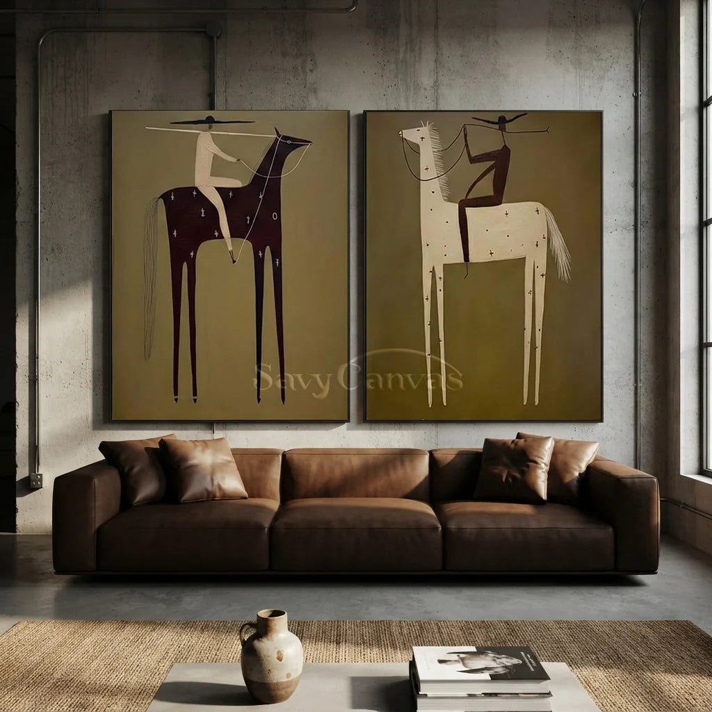 Vintage_Americana_Art_Green_Duality_Riders-for-Industrial-style-open-plan-studio-04.webp