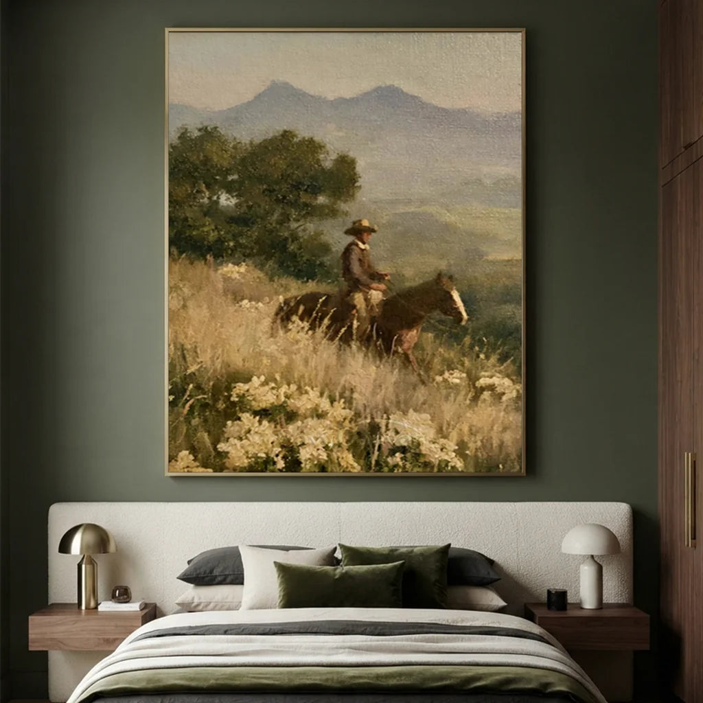 Vintage_Americana_Art_Meadow_Twilight_Horseman-for-luxurious-bedroom-06.webp