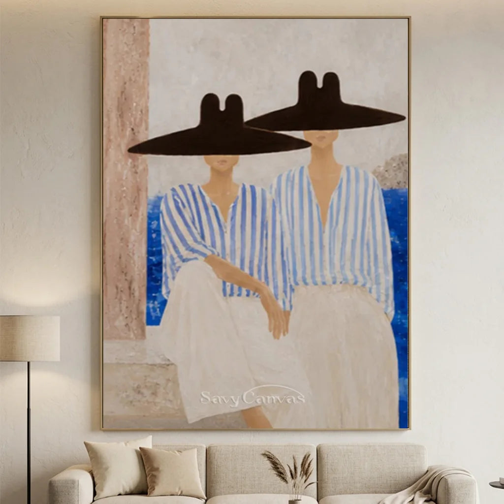 Vintage_Americana_Art_Seaside_Hat_Pair-for-large-living-room-07.webp