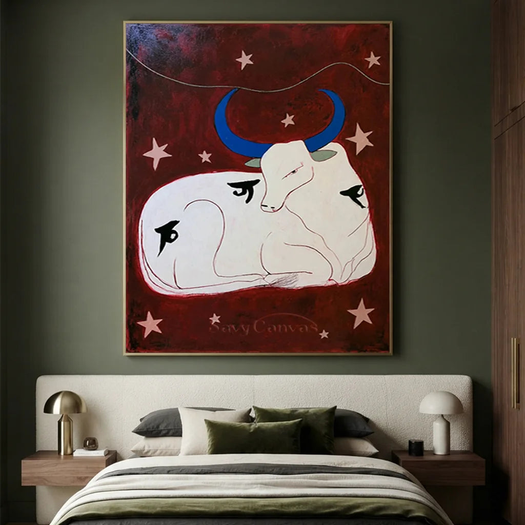Vintage_Americana_Art_Starfall_Over_The_Resting_Steer-for-luxurious-bedroom-03.webp