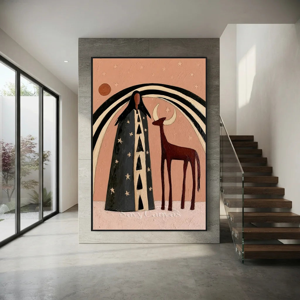 Vintage_Americana_Art_Stellar_Meeting_With_The_Stag-for-modern-staircase-decor-09.webp