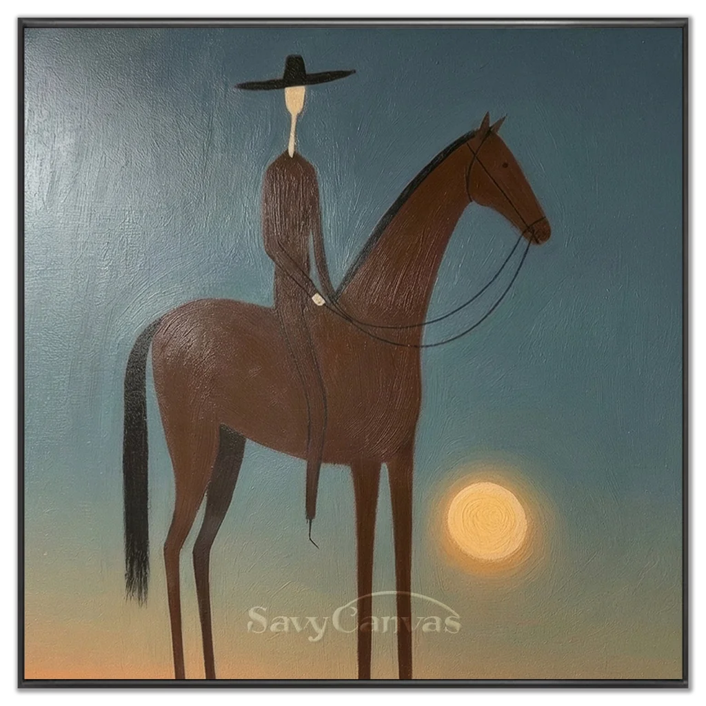 Vintage_Americana_Art_Sunset_Rider_Silhouette-black-frame-02.webp