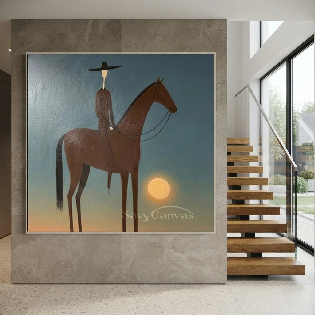 Vintage_Americana_Art_Sunset_Rider_Silhouette-for-Modern-Staircase-04.webp