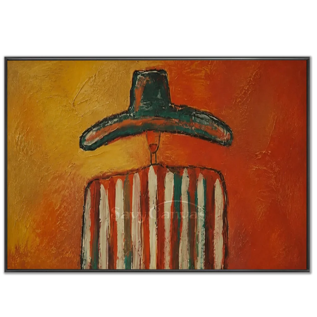 Vintage_Americana_Art_Sunset_Sombrero_Striped_Silhouette-black-frame-02.webp