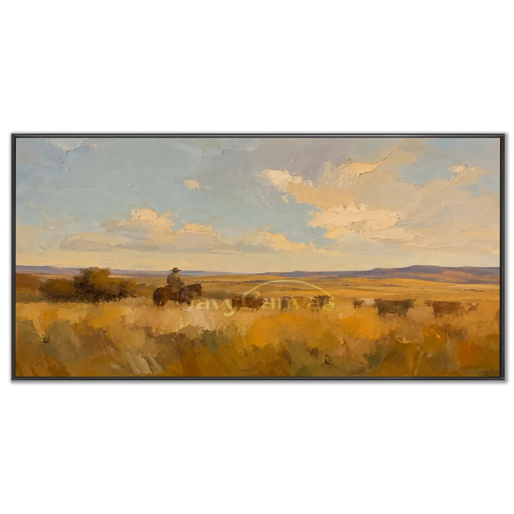 Vintage_Americana_Art_The_Golden_Silence_of_the_Range-black-frame-03.webp