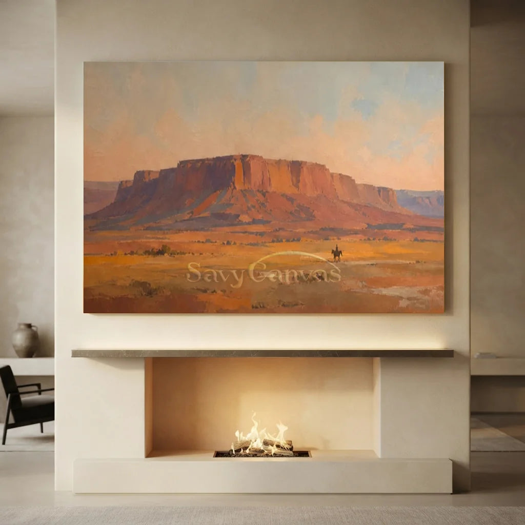 Vintage_Americana_Art_The_Last_Rider_Beneath_the_Mesa-for-large-fireplace-01.webp