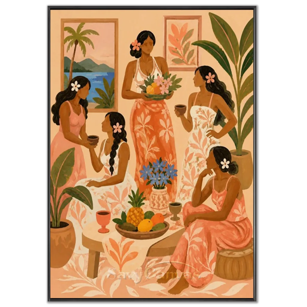 Vintage_Americana_Art_Tropical_Gathering-black-frame-02.webp