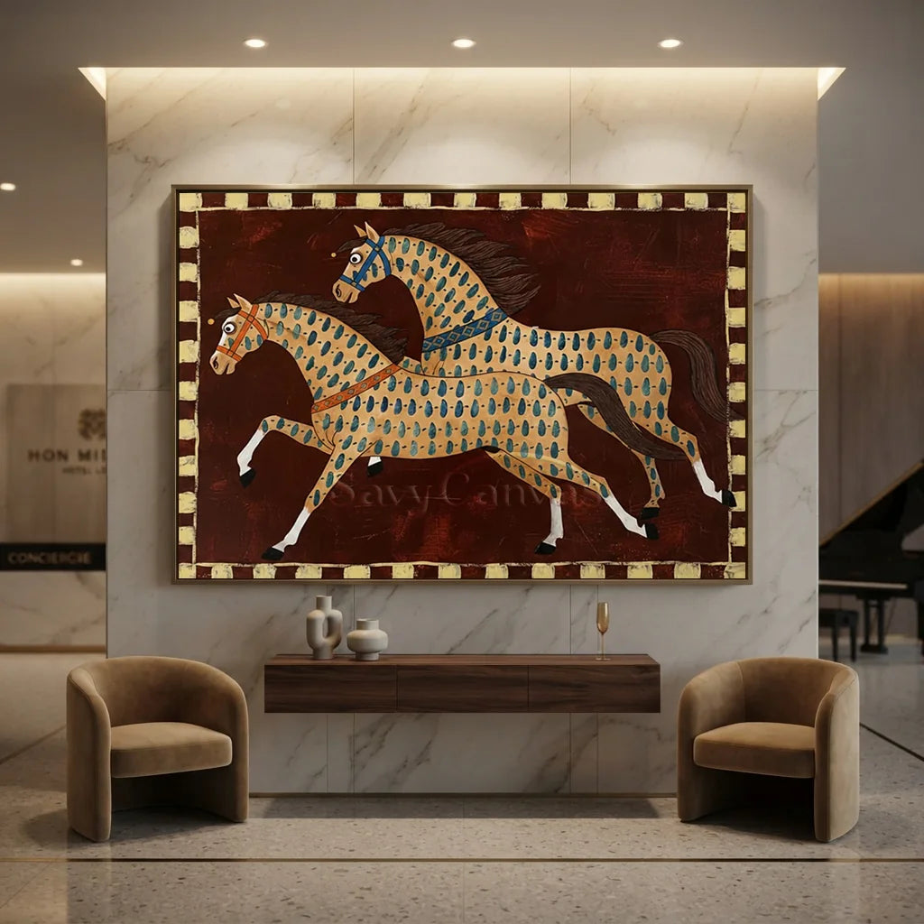Vintage_Americana_Art_Two_Painted_Horses-for-High-end-hotels-01.webp