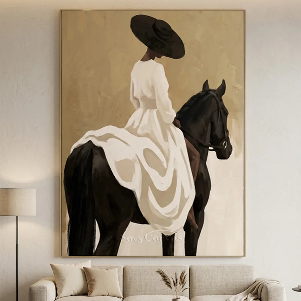 Vintage_Americana_Art_White_Gown_Horse_Rider-for-large-living-room-07.webp