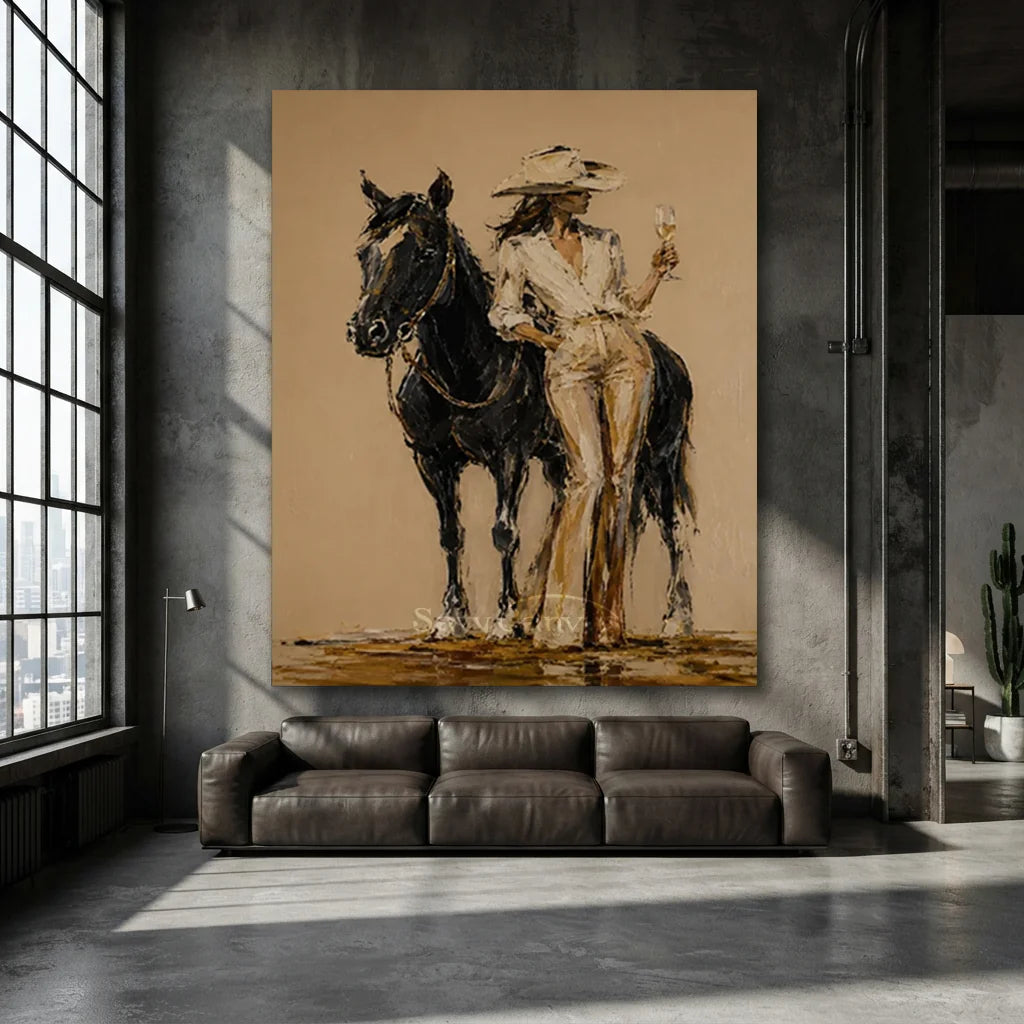 Vintage_Americana_Art_Wine_&_Horse_Cowgirl-for-industrial-style-deocr-03.webp