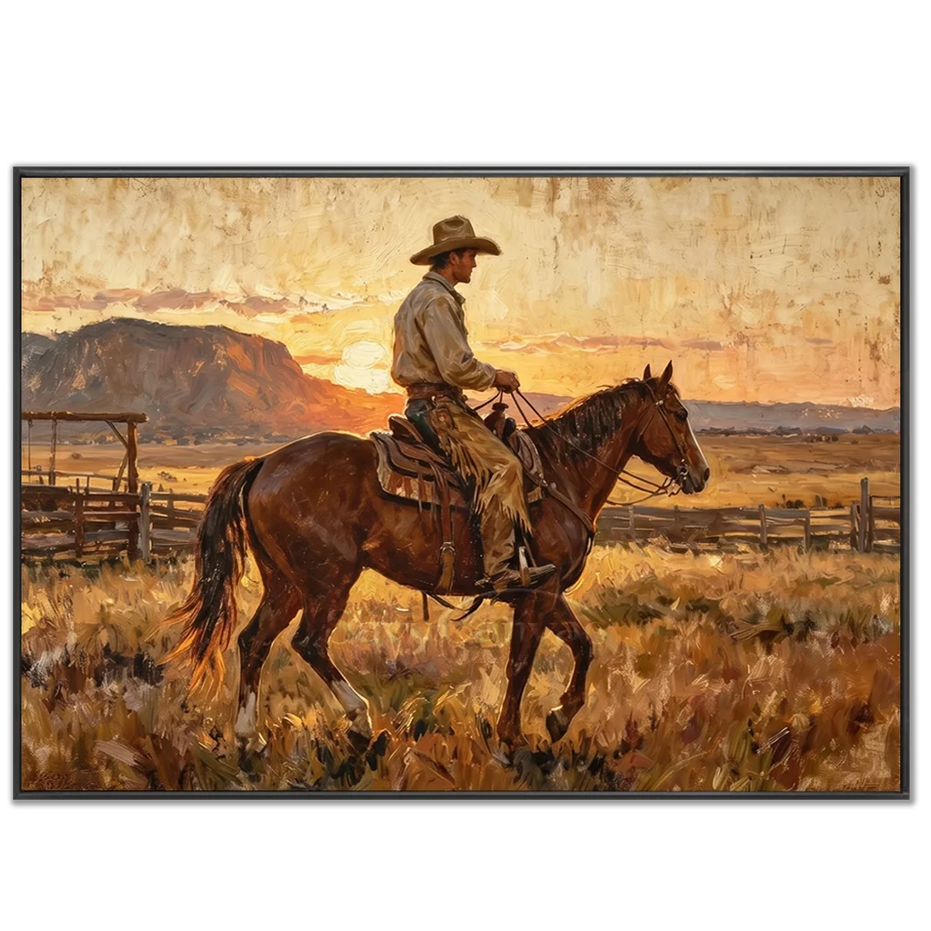 Vintage_Americana_Sunset_Cowboy_Ride-black-frame-02.webp