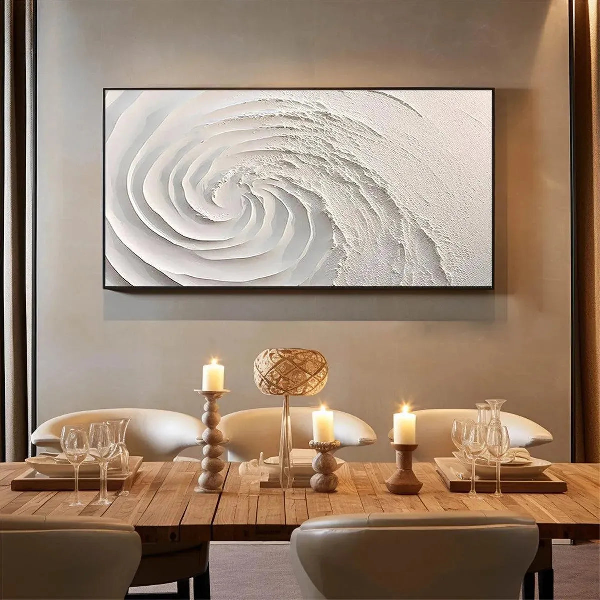3D White Plaster Art | Minimalist Sculptural Painting #AA 476