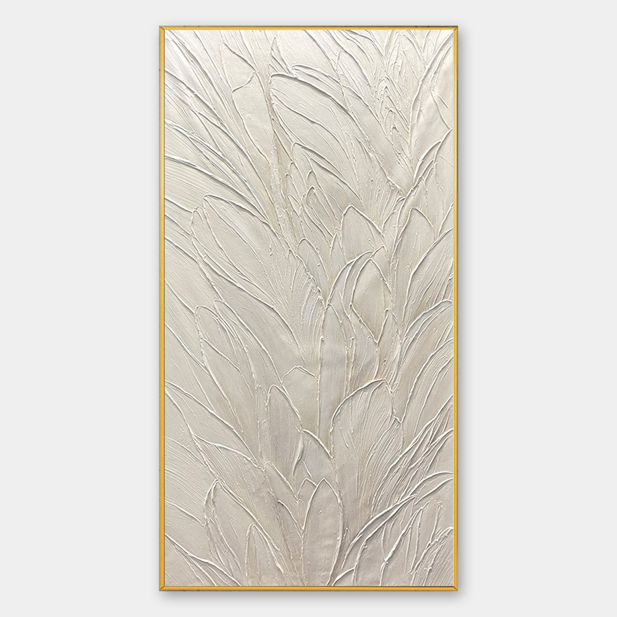White 3D Textured Wall Art | Faux Plaster Relief Canvas #AA 437