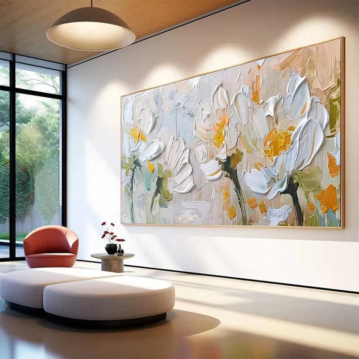 Abstract White & Yellow Daffodil Art | Textured 3D Painting #AA 177