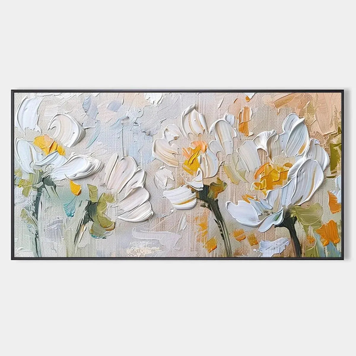 Abstract White & Yellow Daffodil Art | Textured 3D Painting #AA 177