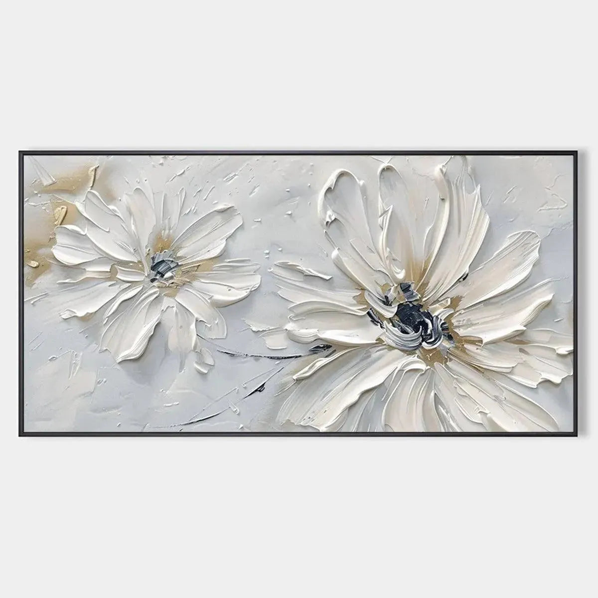 Serene White Floral Painting | Calming Abstract Wall Art #AA 175