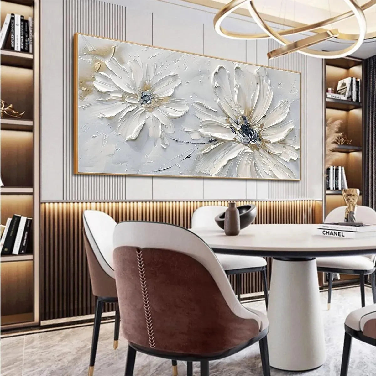 Serene White Floral Painting | Calming Abstract Wall Art #AA 175