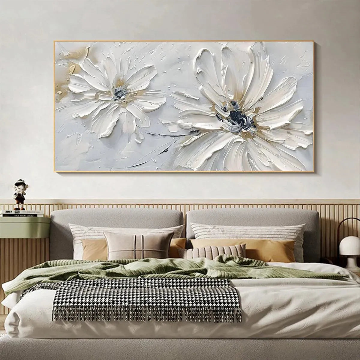 Serene White Floral Painting | Calming Abstract Wall Art #AA 175