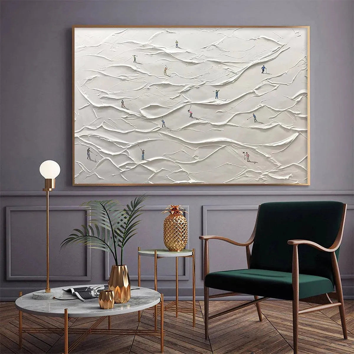Aerial View Golf Course Art | Large Minimalist Painting