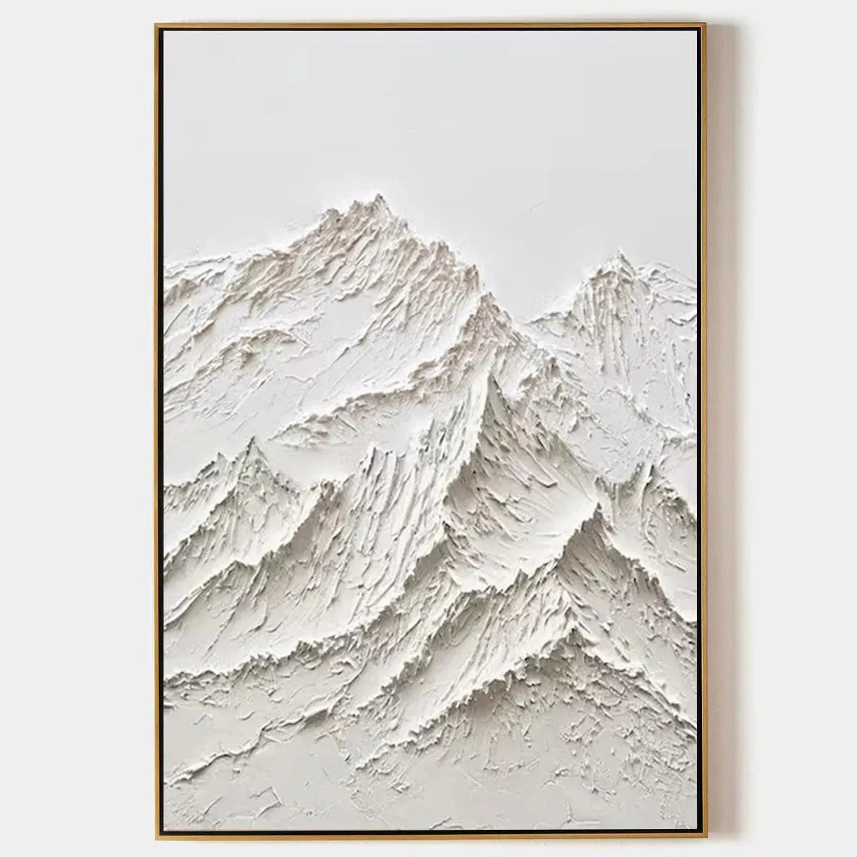 3D White Mountain Textured Wall Art | Faux Plaster Relief Canvas #AA 438