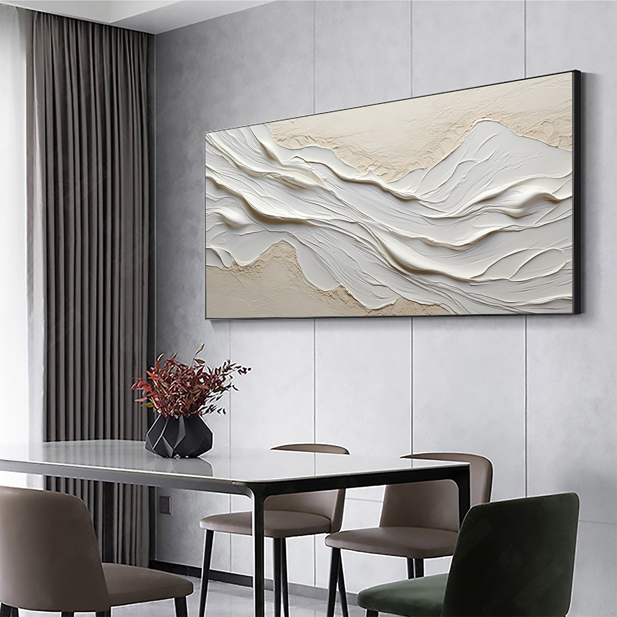 Cream and White Textured Canvas | Warm Neutral Wall Art #AA 457
