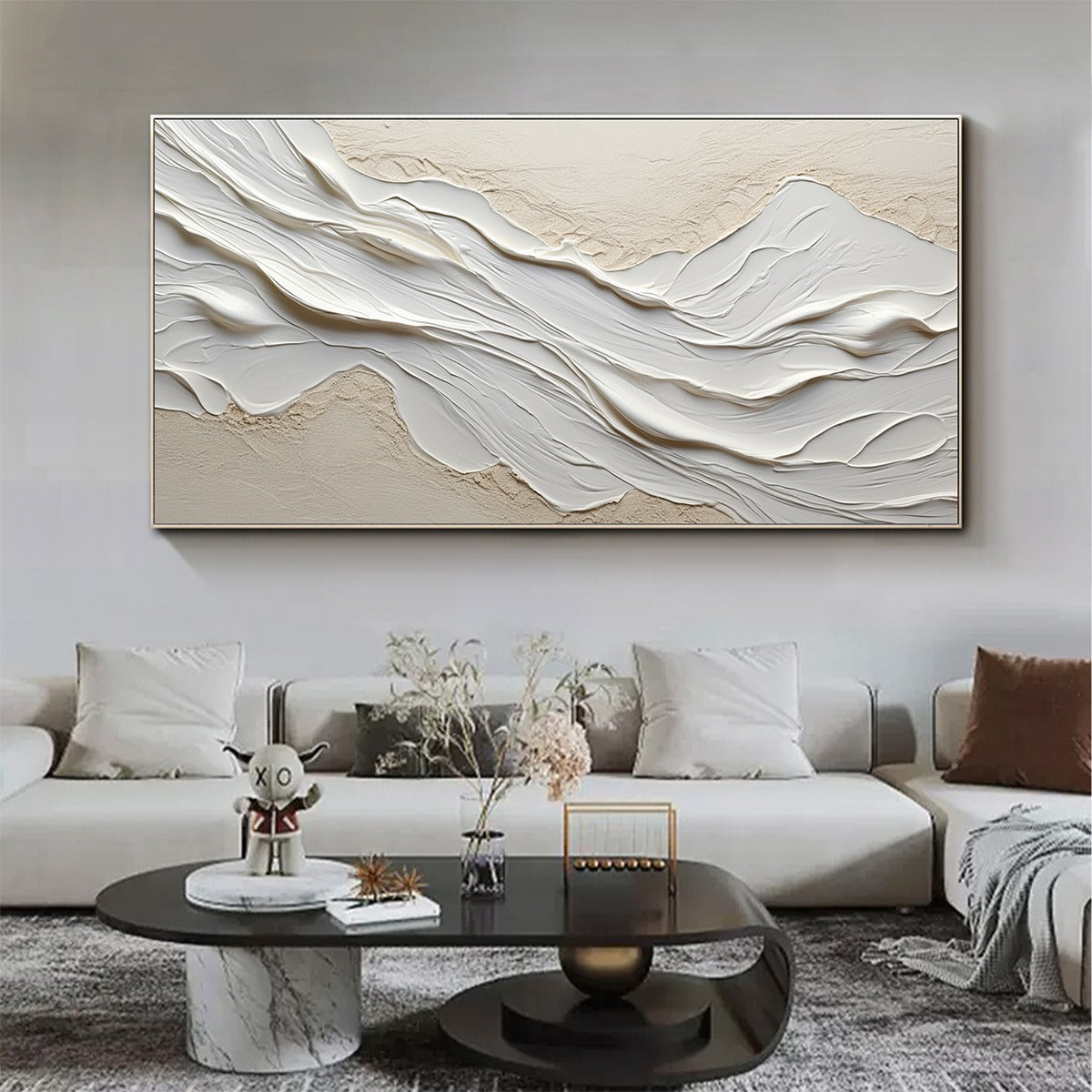 Cream and White Textured Canvas | Warm Neutral Wall Art #AA 457