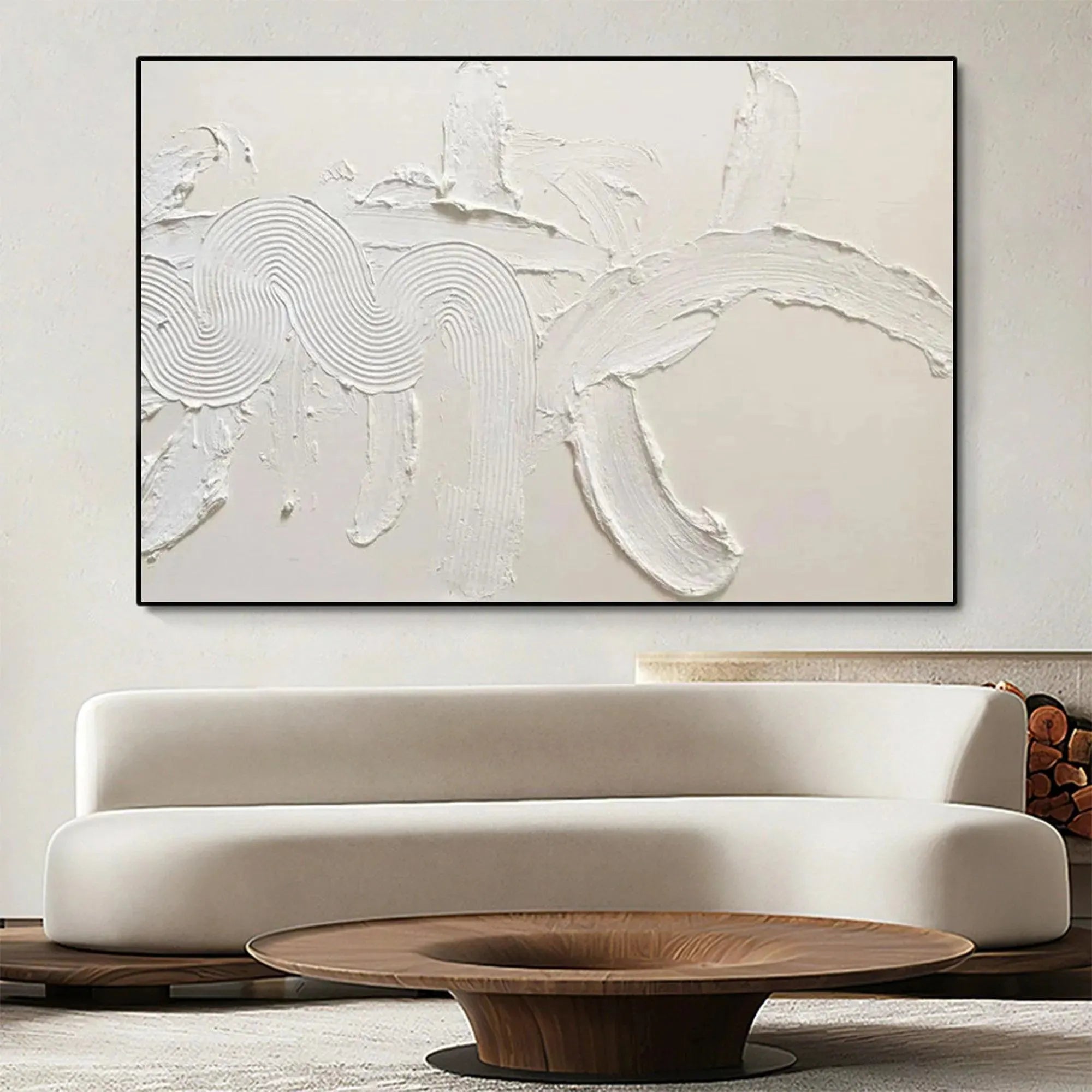 Flowing White Abstract Art | Dynamic Textured Painting