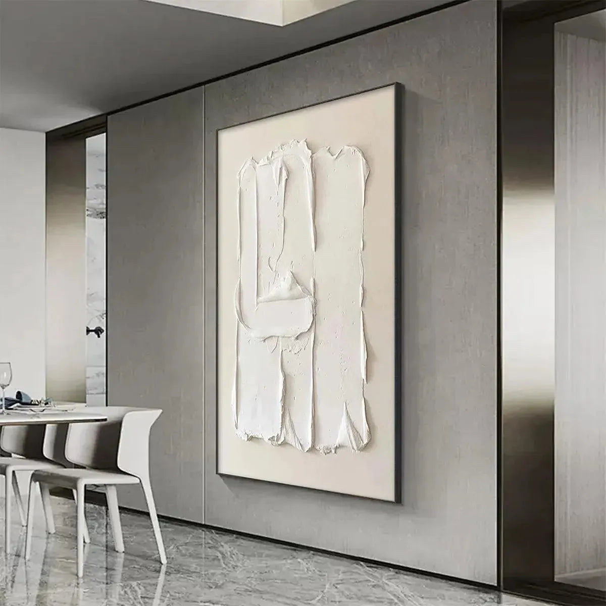 3D White Plaster Art | Minimalist Sculptural Painting #AA 466